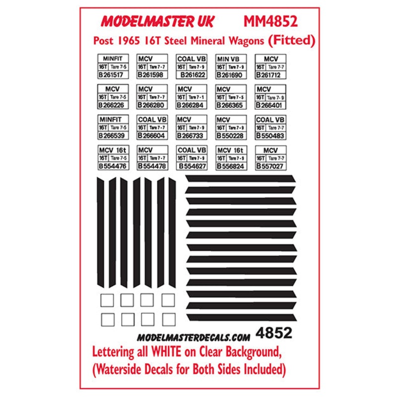 MM4852 16T Mineral Wagons vacuum brake fitted  with end door