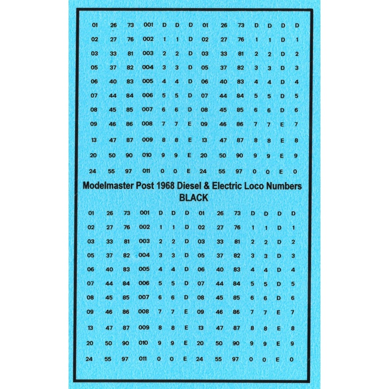 N GAUGE BR DIESEL & ELECTRIC LOCO NUMBERS BLACK