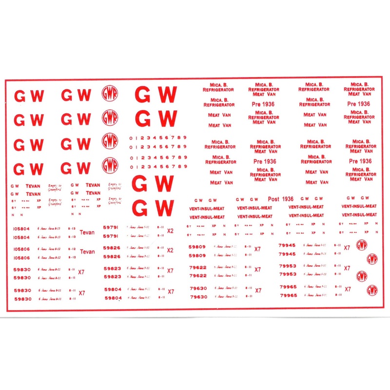 N GAUGE GWR WAGON TRANSFERS RED