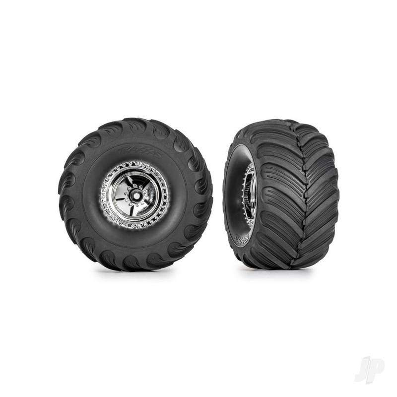 Tyres & wheels assembled (chrome 1.2in wheels Terra Groove 3.0×1.0in tyres) (2)