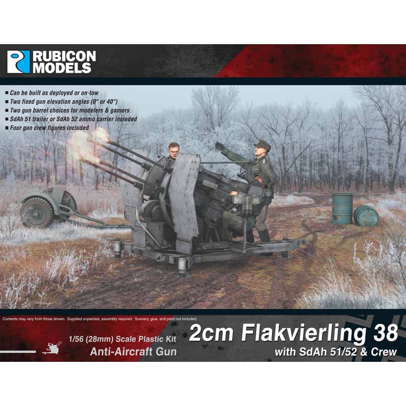 Rubicon Models 2cm Flakvierling 38 with SdAh 51/52 Trailer &