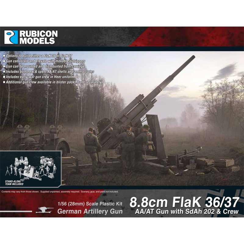 Rubicon Models 8.8cm FlaK 36/37 AA/AT Gun with SdAh 202 & Cr