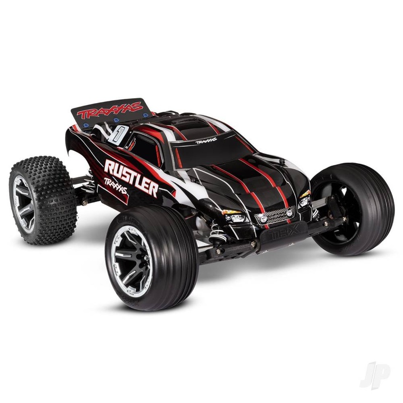 Rustler 1:10 2WD RTR Electric Stadium Truck Black (+ TQ 2-ch XL-5 Titan 550 7-Cell NiMH USB-C charger)