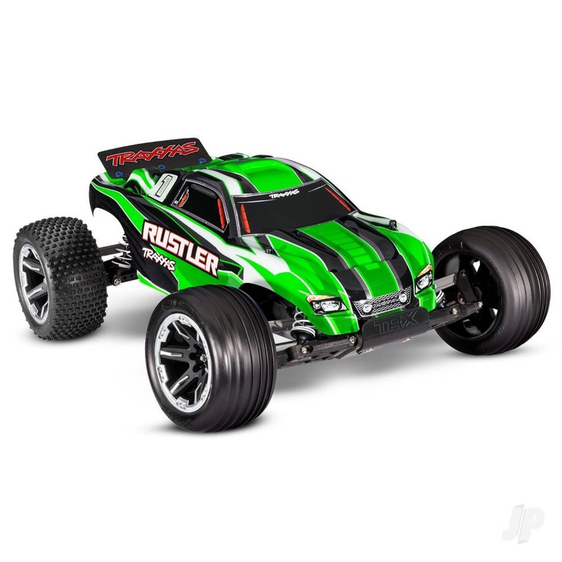 Rustler 1:10 2WD RTR Electric Stadium Truck Green (+ TQ 2-ch XL-5 Titan 550 7-Cell NiMH USB-C charger)