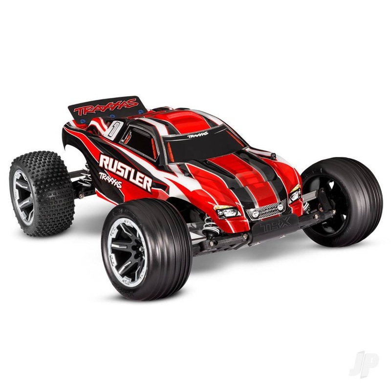 Rustler 1:10 2WD RTR Electric Stadium Truck Red (+ TQ 2-ch XL-5 Titan 550 7-Cell NiMH USB-C charger)