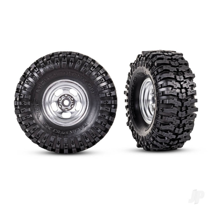 Tyres & wheels assembled (1.0in satin chrome wheels Mickey Thompson Baja Pro Xs 2.4×1.0in tyres) (2)