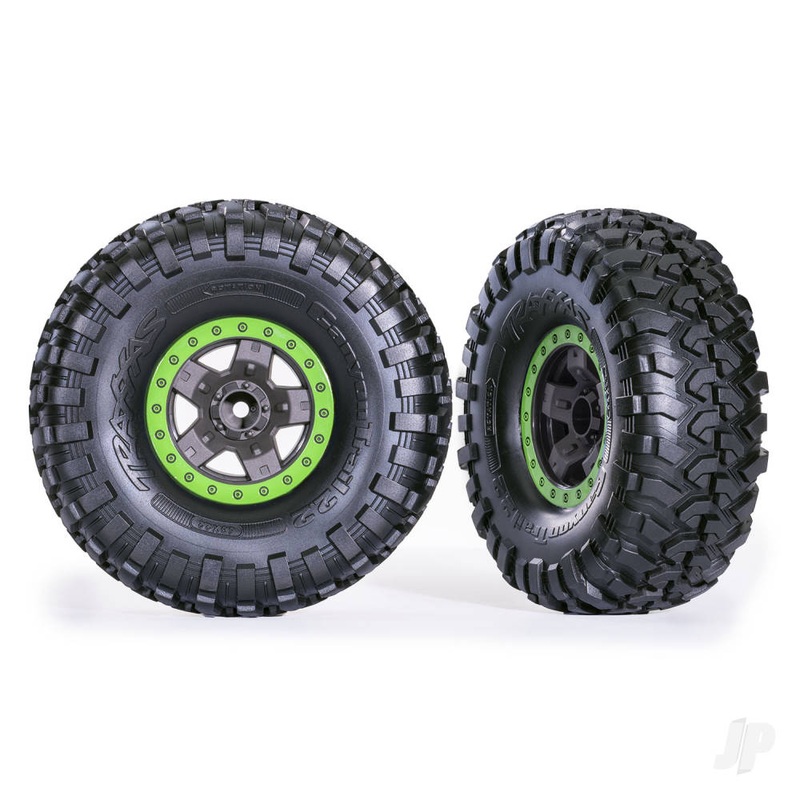 Tyres & wheels assembled glued (TRX-4 Sport 2.2in gray green beadlock style wheels Canyon Trail 5.3×2.2in Tyres) (2)