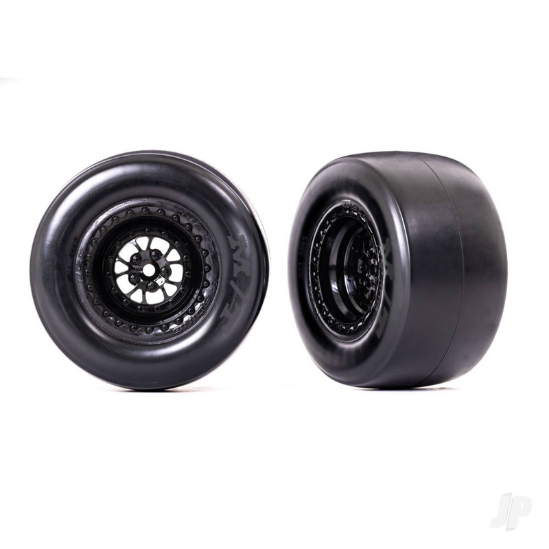 Tyres & wheels assembled glued (Weld glossy black wheels Mickey Thompson ET Drag Slicks smoke foam inserts) (rear) (2)
