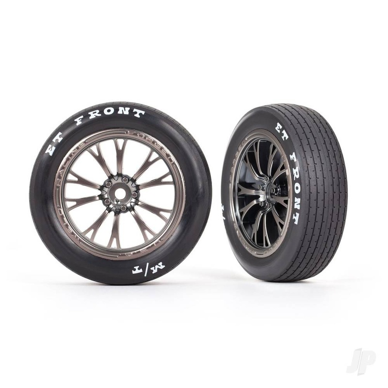 Tyres & wheels assembled glued (Weld satin black chrome wheels tyres foam inserts) (front) (2)