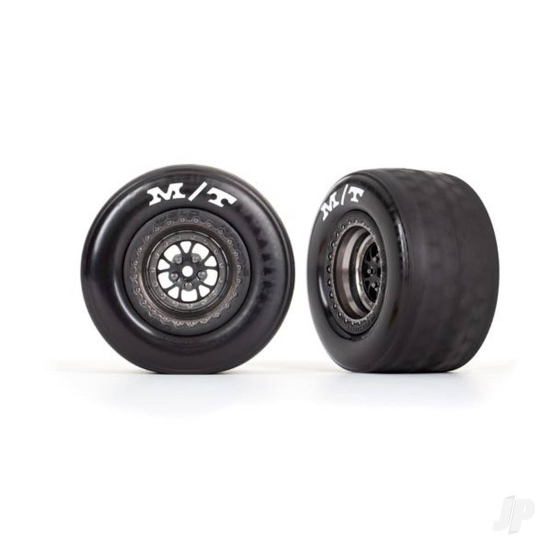 Tyres & wheels assembled glued (Weld satin black chrome wheels tyres foam inserts) (rear) (2)