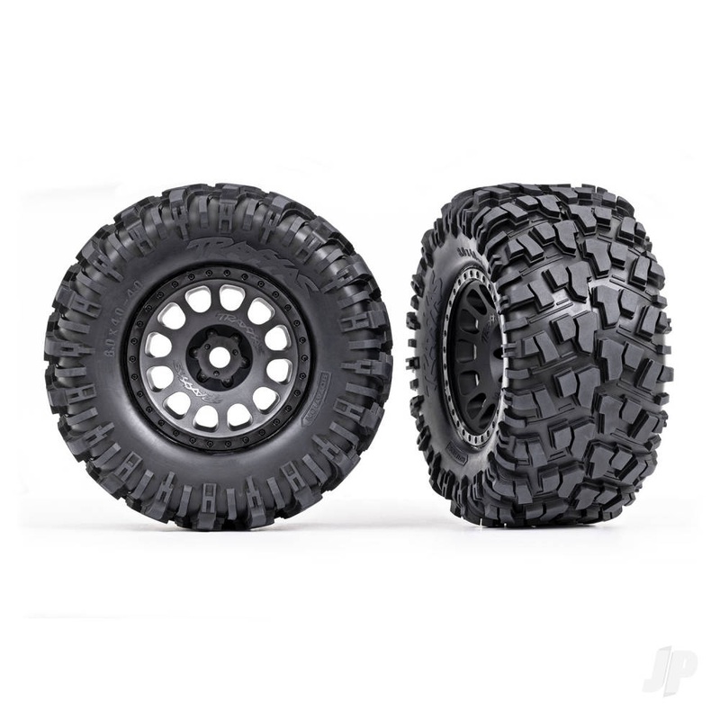 Tyres & wheels assembled glued (XRT Race black wheels Maxx AT Tyres foam inserts) (left & right)