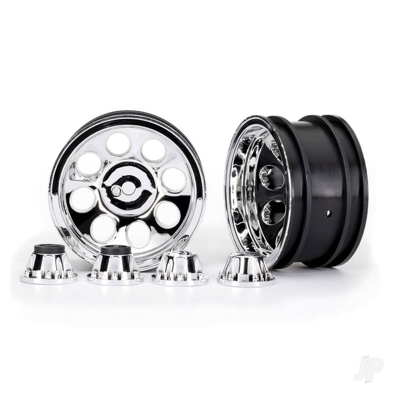 Wheels 2.2 classic chrome (2)/ centre caps (front (2) rear (2)) (requires #8255A extended thread stub axle)