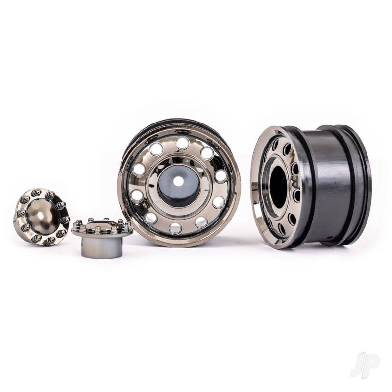 Wheels TRX-6 Big Rig 2.2in (black chrome) (front) (2)/ centre caps (black chrome) (2)