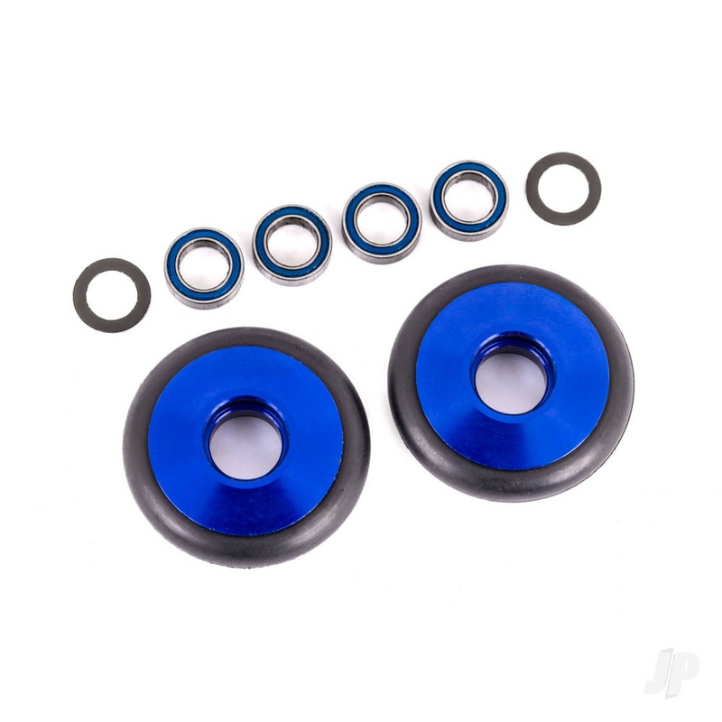 Wheels wheelie bar 6061-T6 aluminium (blue-anodised) (2)/ 5x8x2.5mm ball bearings (4)/ o-rings (2)/ 5x8x0.3mm TW (2)