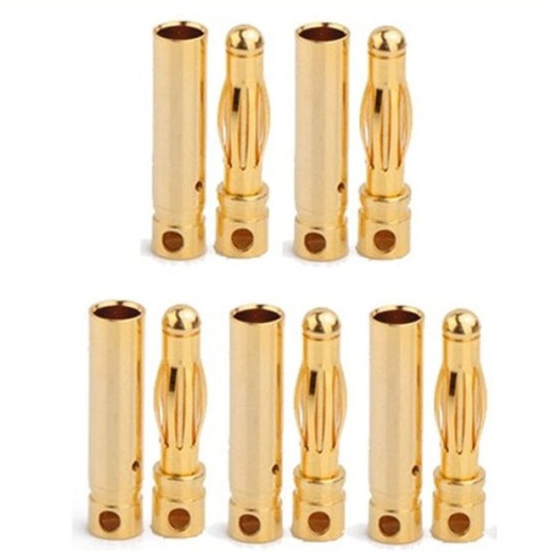 Gold Bullet Connectors 4mm 5 pairs