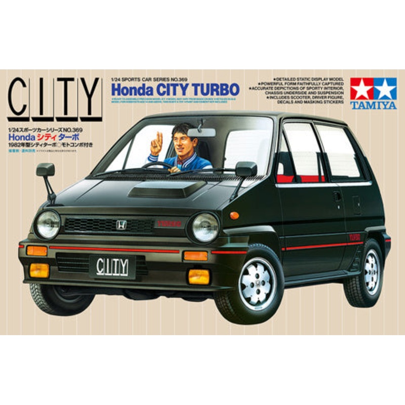 Tamiya 1/24 Honda City Turbo Kit with Scooter & Driver Figure 24369