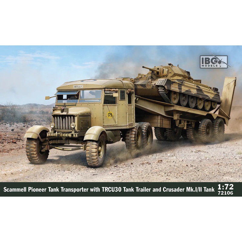 IBG Models 1/72 ScammellPioneer Tank Transporter with TRCU30 Tank Trailer and Crusader Mk.1/11 Tank kit  72106