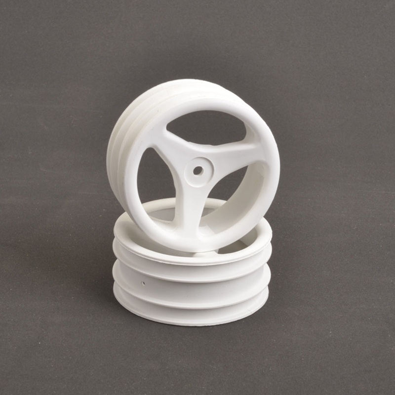 Schumacher Front Wheels; White 3 Spoke Cat 2000 U1614X (Box 103)