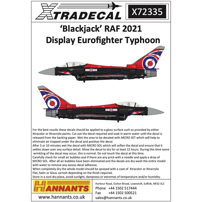 Xtradecal 1/24 Blackjack RAF 2021 Display Eurofighter Typhoon X72335