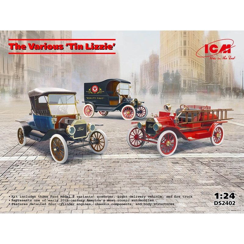 ICM 1/24 The Various Tin Lizzie Ford Model T Variants (Set of 3) DS2402