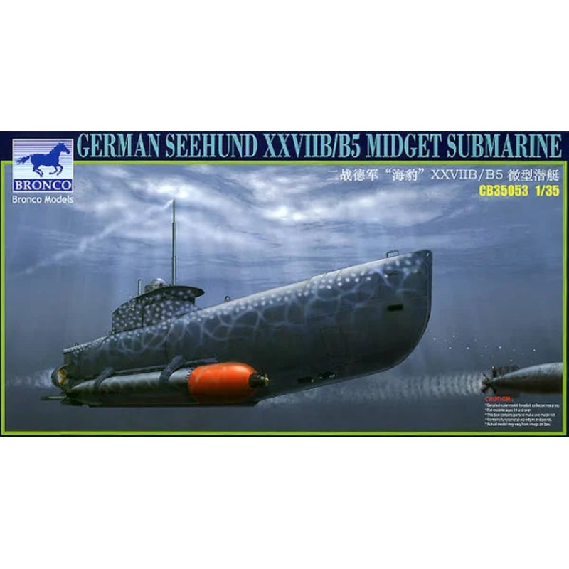 Bronco Models 1/35 WWII German Seehund XXVIIB/B5 Midget Submarine Kit CB35053