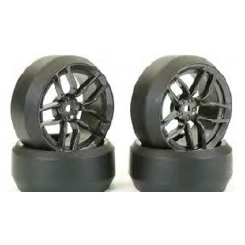 FASTRAX 1/10 (4) DRIFT D3 TYRE WITH 3MM 10-SPOKE WHEEL-GRAPHITE