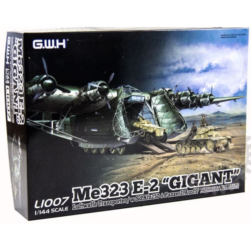 Great Wall Hobby 1/144 Me 323 E-2 Gigant – Luftwaffe Transporter w/Sd.Kfz. 250 & Panzer II Ausf. F Kit L1007