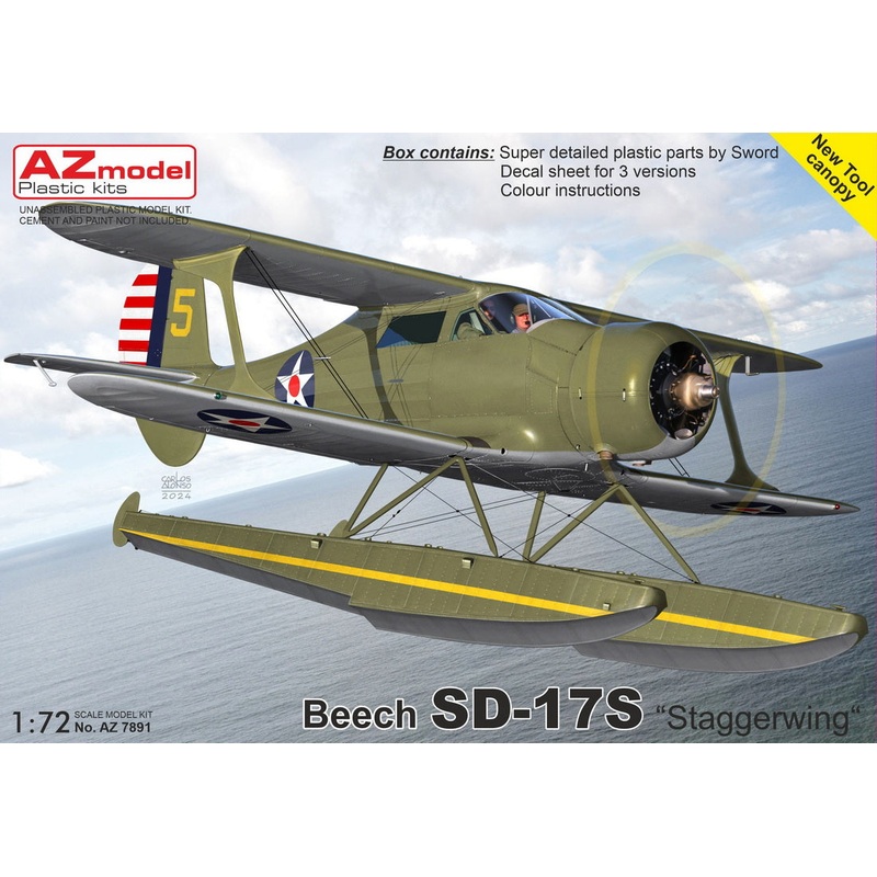 AZ Model 1/72 Beech SD-17S Staggerwing Floatplane kit with new CANOPY tool 7891