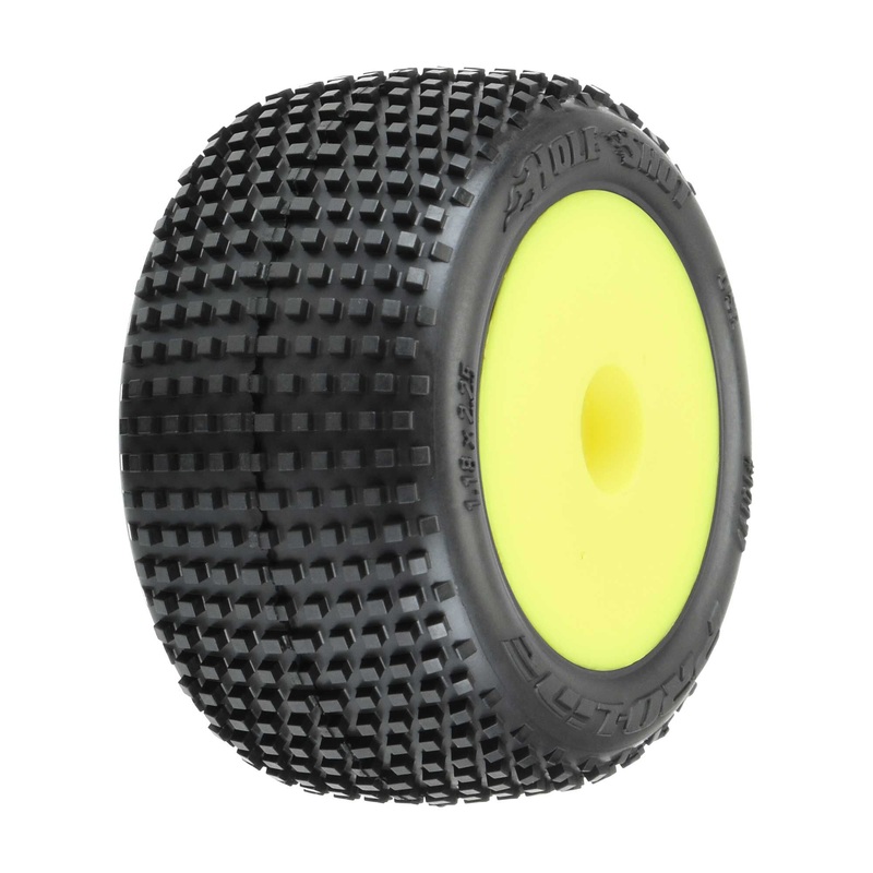 1/18 Hole Shot Front/Rear Mini-T Tires Mounted 8mm Yellow Wh