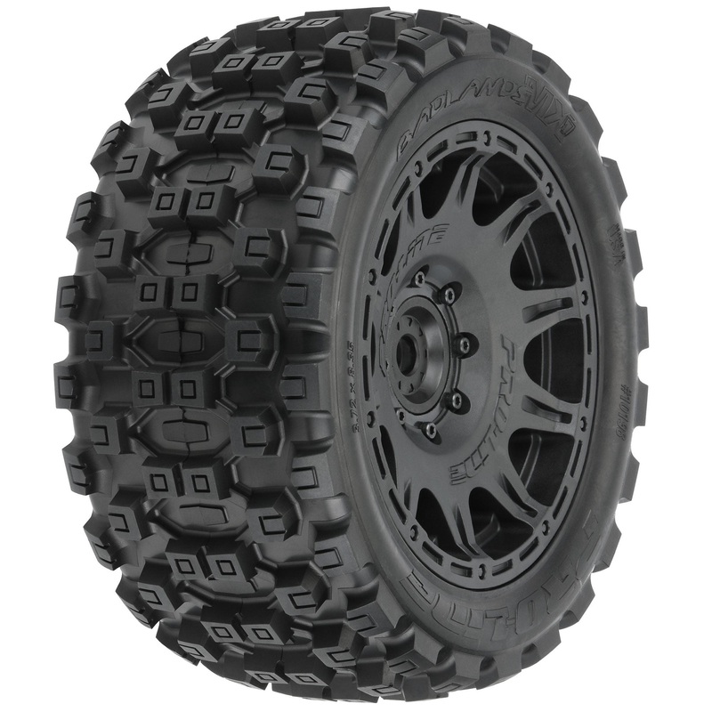 1/6 Badlands MX57 Front/Rear 5.7 Tires Mounted on Raid 8×48