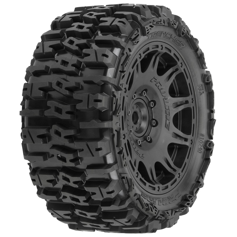 1/6 Trencher F/R 5.7 Tires Mounted 24mm Black Raid 8×48 Hex