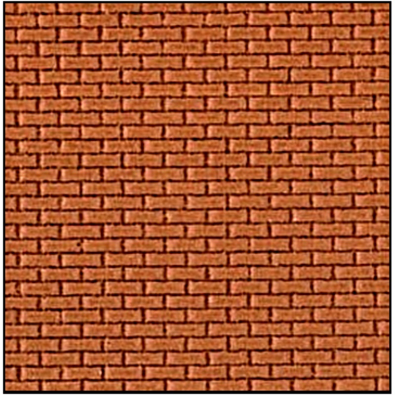 4mm Scale Plain Bond Brickwork *BRICK Coloured* (14 x 9)