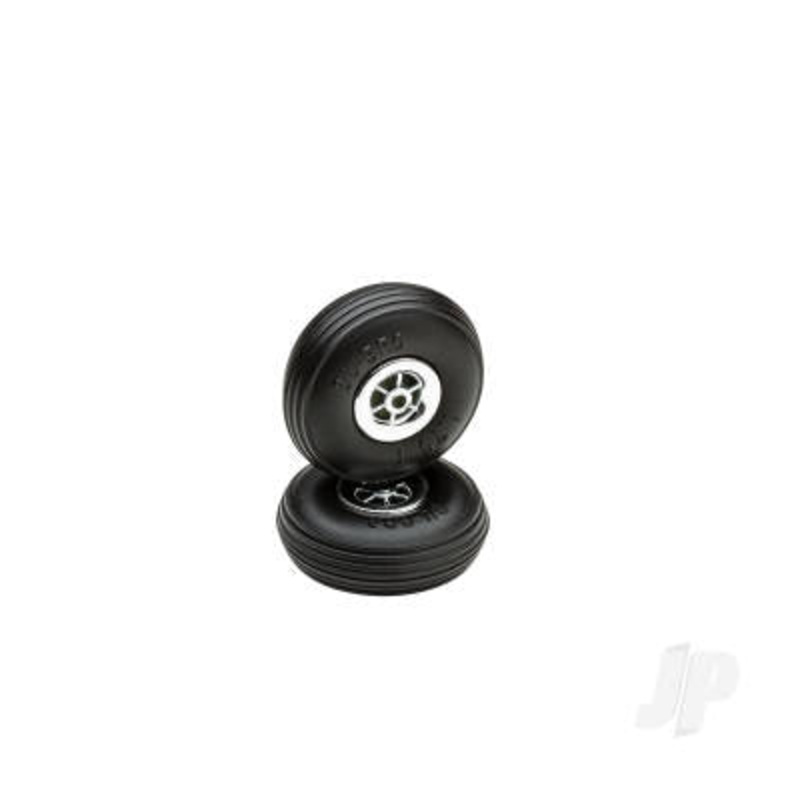Dubro 1.75in Diameter Chrome Treaded Wheels (2 pcs)