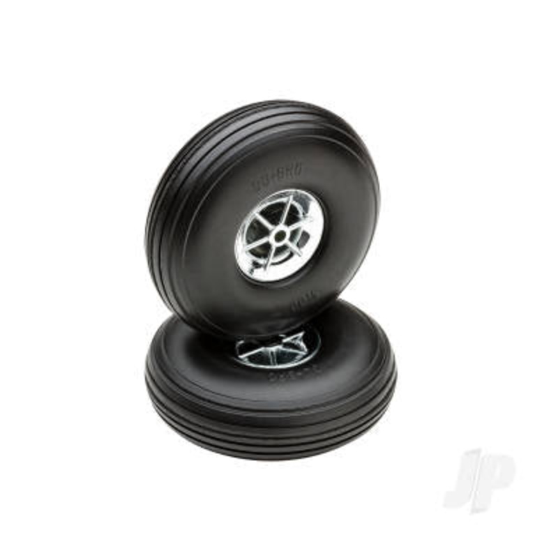 Dubro 3in Diameter Chrome Treaded Wheels (2 pcs)