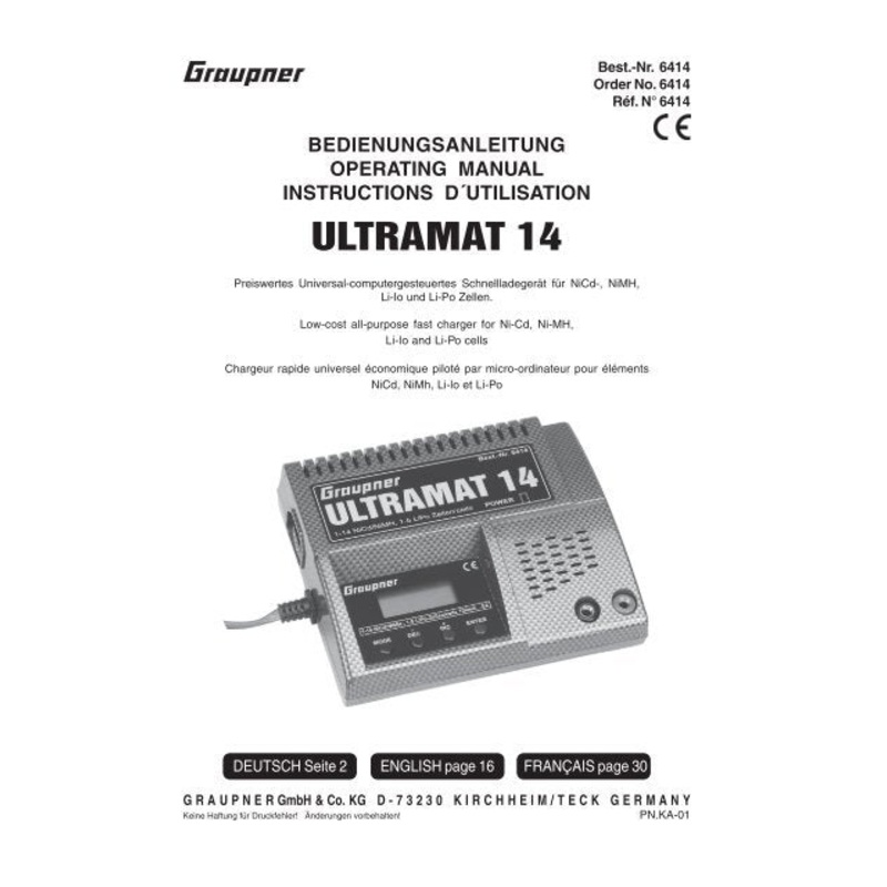 Graupner Ultramat 14 Charger with mains lead – SECOND HAND -BOXED