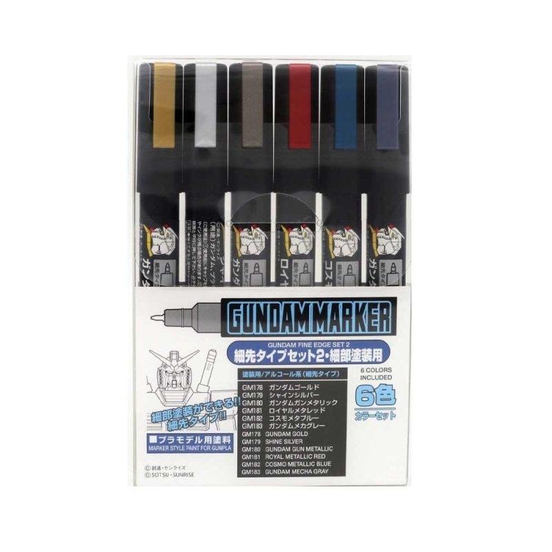 MR.Hobby  Gundammarker Fine Edge Set 2 GMS-126 (Pack of 6 colours)