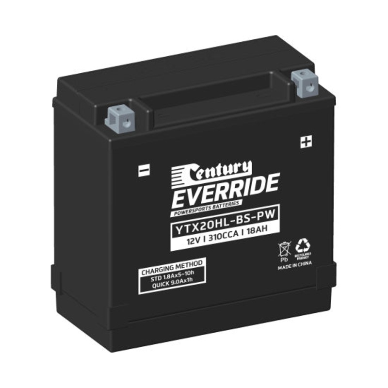 Century YTX20HL-BS-PW Hi Performance AGM Battery 310CCA 18AH