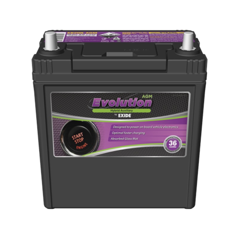 Exide XB20R-AGM Hybrid Auxiliary Battery 12V 340CCA Toyota Aqua Prius