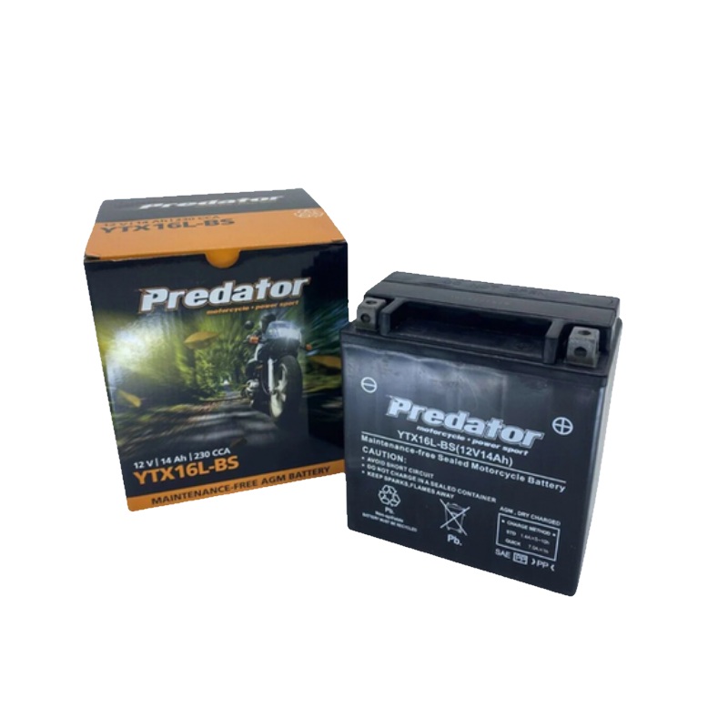 Predator YTX16L-BS 12v 14ah Motorcycle Battery MBTX16U