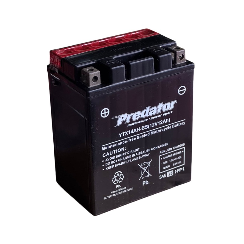 Predator YTX14AH-BS 12V 14Ah Motorcycle Battery