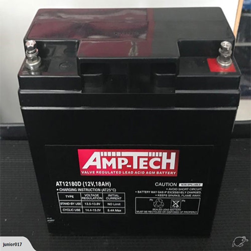 Amptech 12V 18AH SLA Battery | AT12180D, 12-Month Warranty