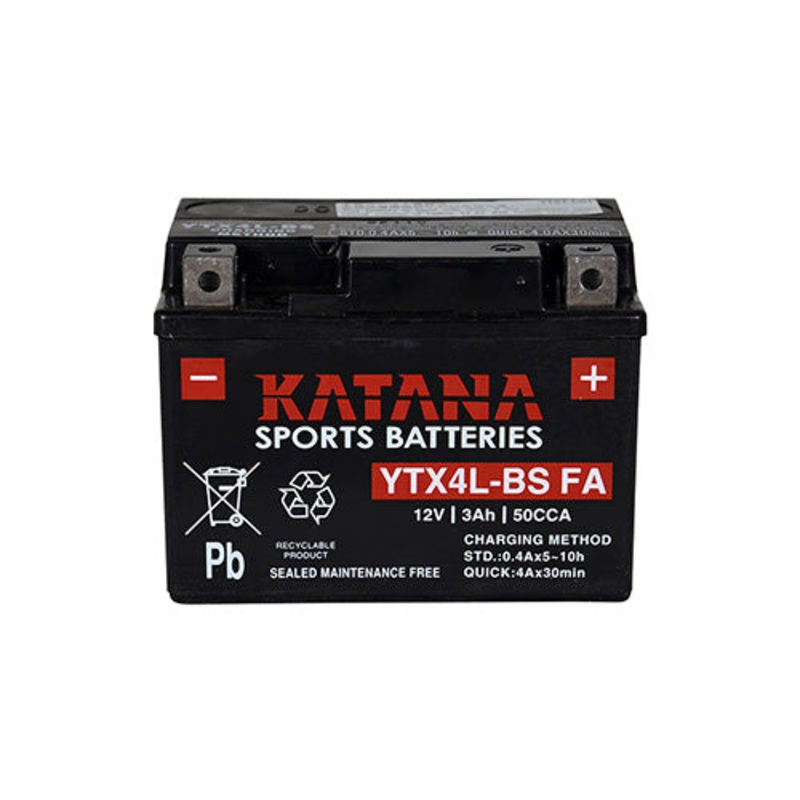 Katana YTX4L-BS Premium Maintenance-Free VRLA Motorcycle Battery 12V 3AH – 6-Month Warranty