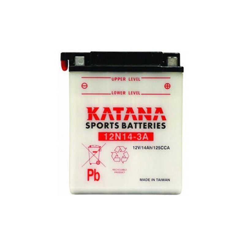 12V Katana Motorcycle Battery 12N14-3A | 125CCA, 14AH, 6-Month Warranty