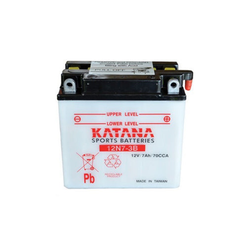 12V Katana Motorcycle Battery 12N7-3B | 70CCA, 7AH, 6-Month Warranty