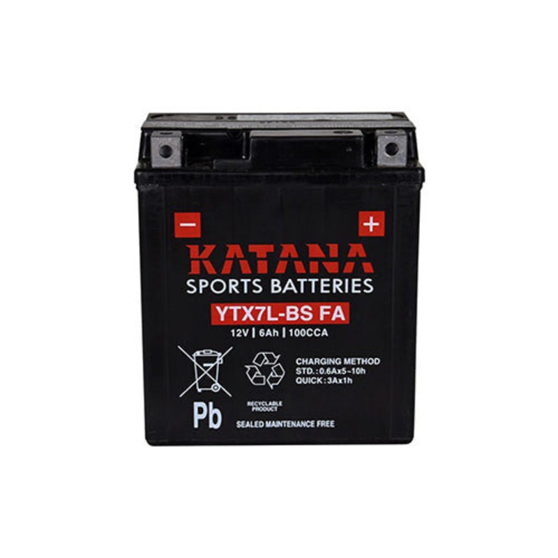 Katana YTX7L-BS FA Premium Maintenance-Free VRLA Motorcycle Battery 12V 6AH – 6-Month Warranty