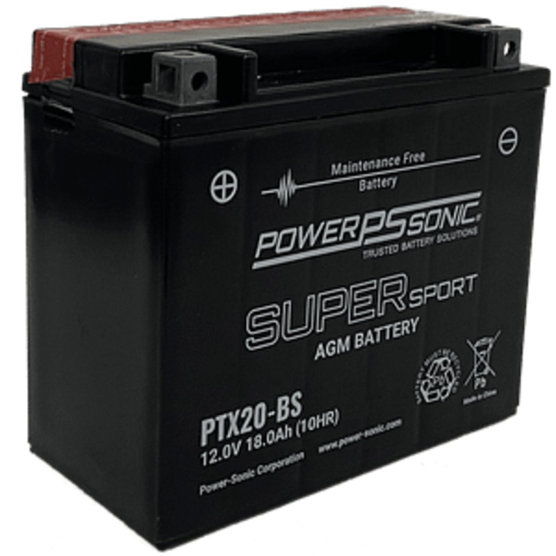 Power Sonic AGM Motorcycle Battery 12V 18Ah 250CCA (PTX20-BS)
