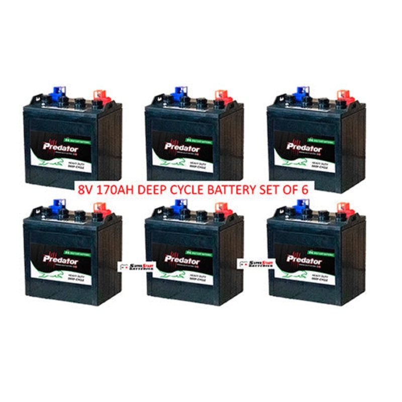 Set of 6 Golf Cart Batteries 8V 170AH Deep Cycle GC8-DT876-170