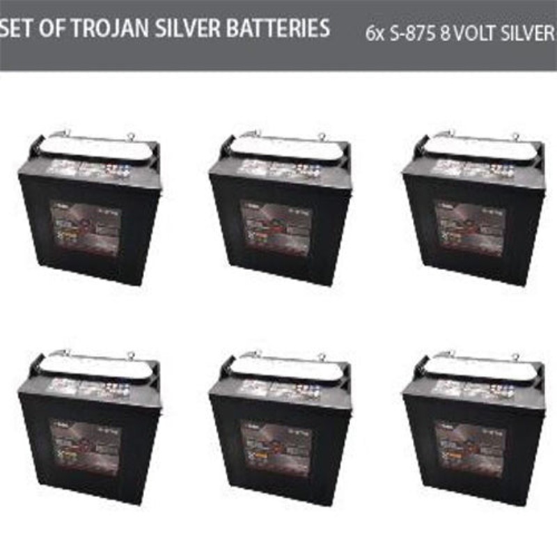 Set of 6 Trojan S-875 Golf Cart Batteries 8V 165Ah