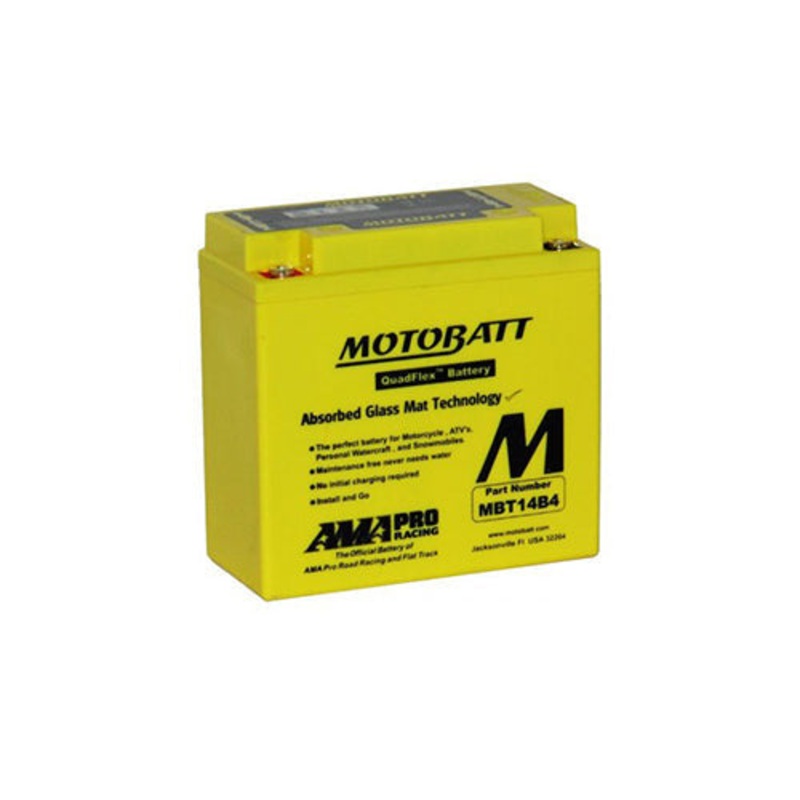 Motobatt Quadflex MBT14B4 12V 175CCA Motorbike Battery | YT14B-BS, YT14B4