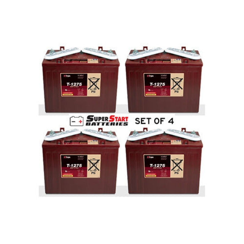 Set of 4 Trojan T-1275 Golf Cart Batteries 12V 150Ah